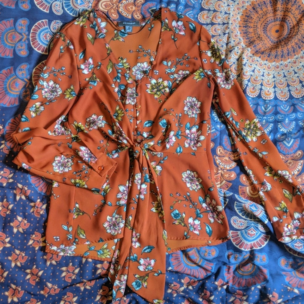 Burnt Orange Floral Blouse